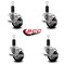 Service Caster 3'' Black Poly Swivel 1-1/4'' Expanding Stem Caster Set with Brake, 4PK SCC-EX20S314-PPUB-BLK-TLB-114-4 - alternate 4
